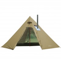 2 person Tipi Hot tent with Mesh  (T1, Large, Khaki)  for Winter Hunting Hiking Camping 
