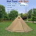 2~4 person Tipi Hot tent with Skirt  (T2, Large, Khaki)  for Winter Hunting Hiking Camping 